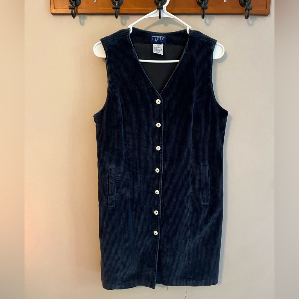 Vintage Navy Corduroy Sleeveless Mini Dress